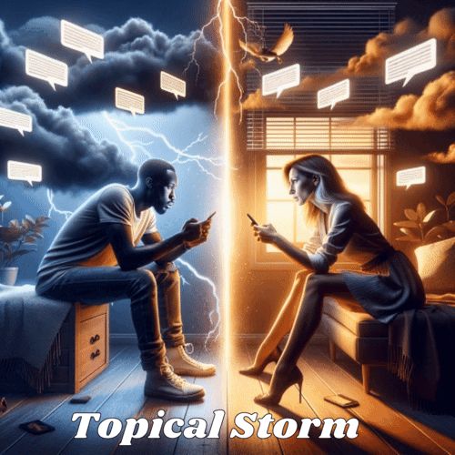 TopicalStorm conversation showing natural debate style